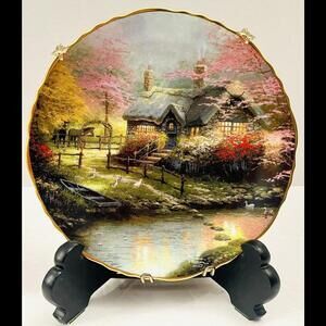 ❤️SOLD❤️Vintage Plate THOMAS KINKADE Romantic Hideaways "Stepping Stone Cottage"
